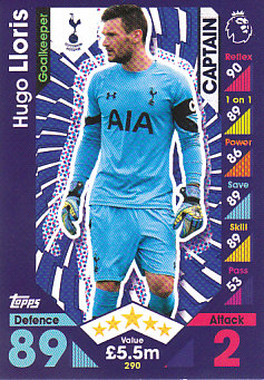 Hugo Lloris Tottenham Hotspur 2016/17 Topps Match Attax Captain #290